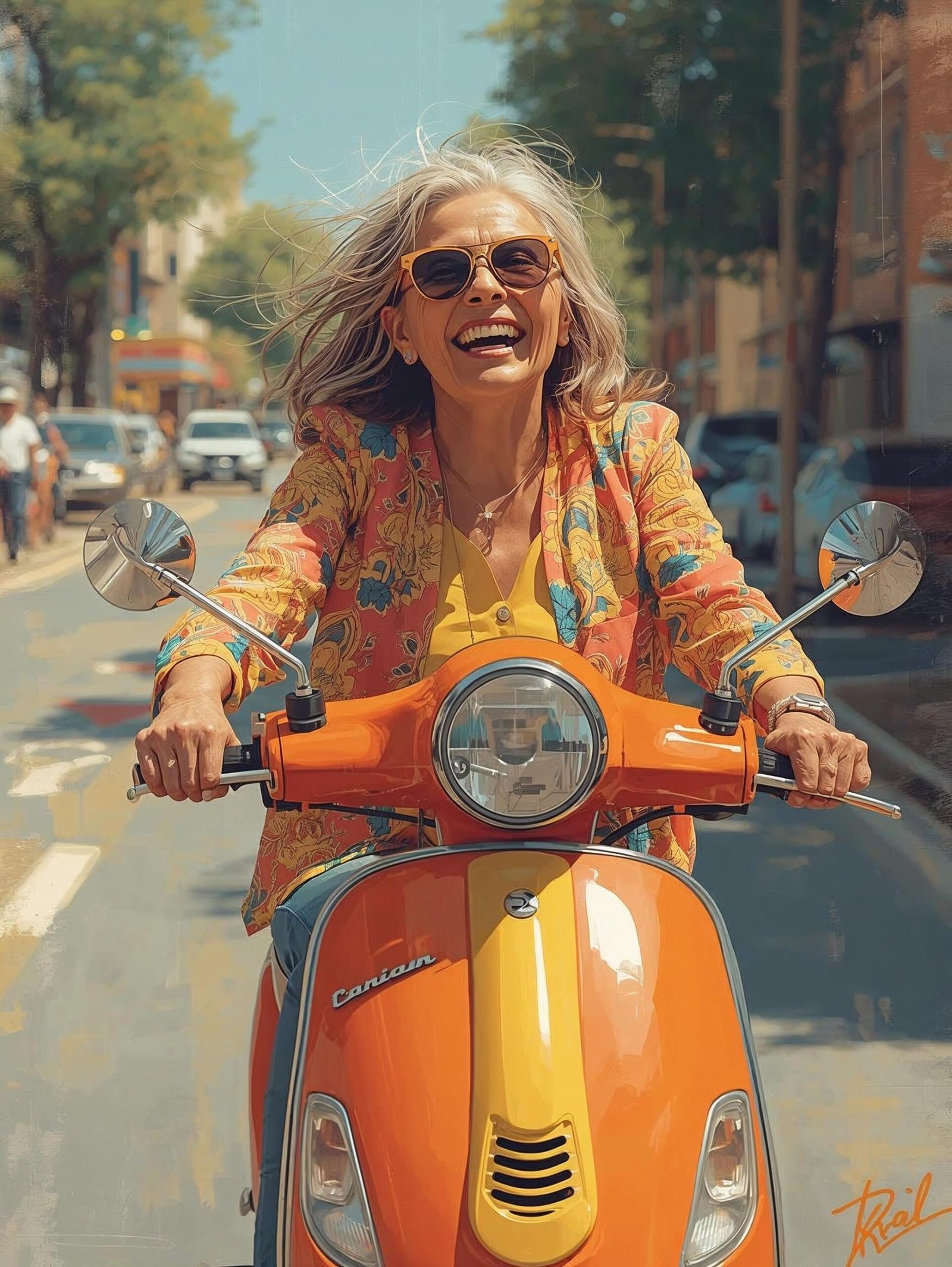 Une mamie coquette sur un scooter qui roule en rigolant scaled Les relations toxiques ou dysfonctionnelles